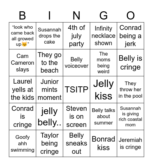 TSITP Bingo Card