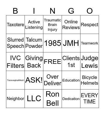 CLIENTS FIRST DAY BINGO Card