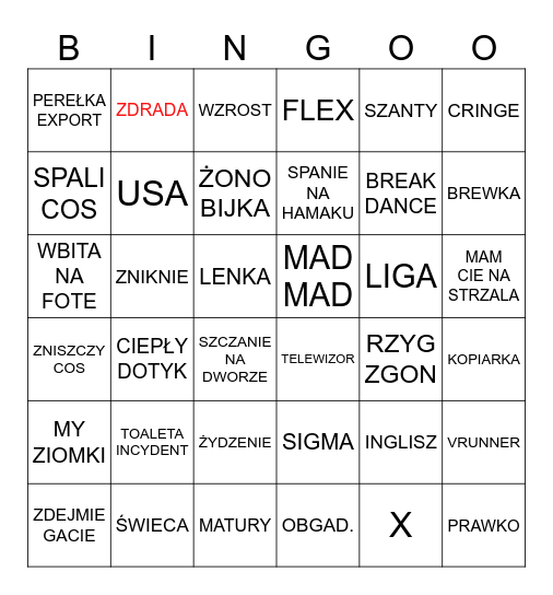 KRZAKOWE BINGO V2 Bingo Card