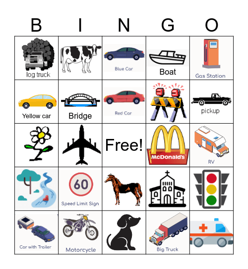 Road Trip Bingo Card