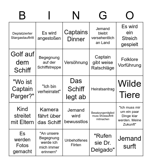 Traumschiff Bingo Card