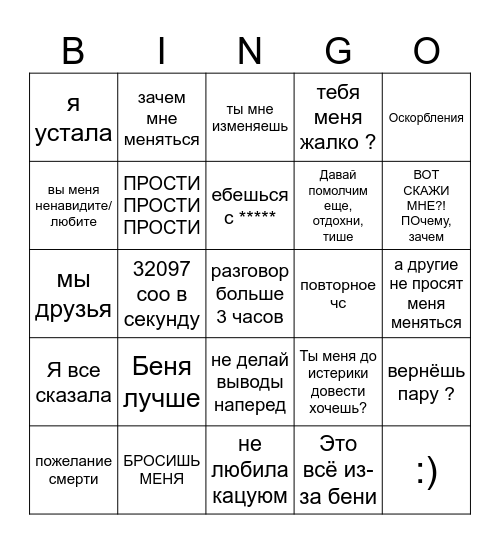 ллта лор Bingo Card