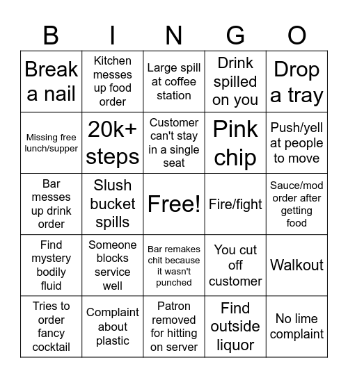 Server Bingo Card