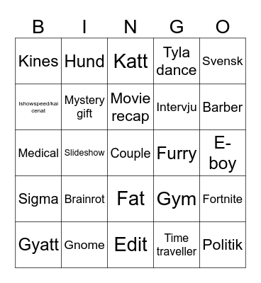 Tik Tok rizz party Bingo Card