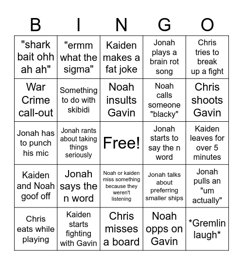 Discord Bingo Card