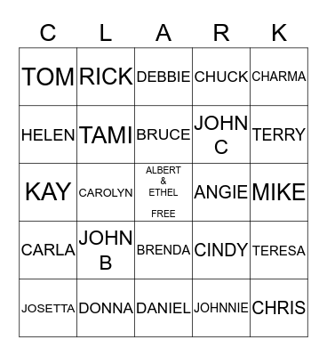 REUNION 2016 Bingo Card