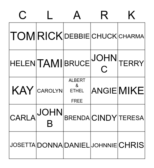 REUNION 2016 Bingo Card