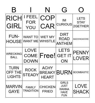 Musical Bingo Card