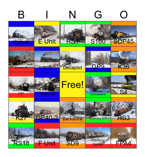 Railways in Snow Days Bingo Card