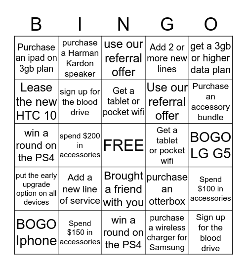 Sprint Bingo Card