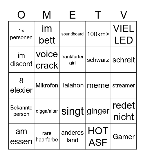 OME TV BINGO Card