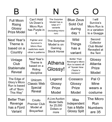 Breyerfest 2024 Bingo Card