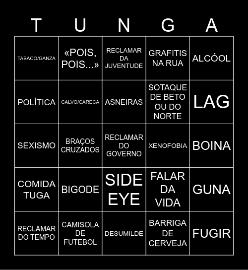 TUNGA BIGO Bingo Card