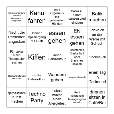 Unternehmungen bis zum Ende September Bingo Card