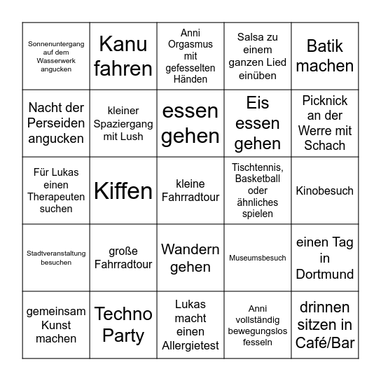 Unternehmungen bis zum Ende September Bingo Card