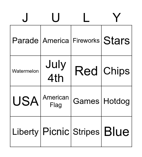 Happy Independence Day! Bingo Card