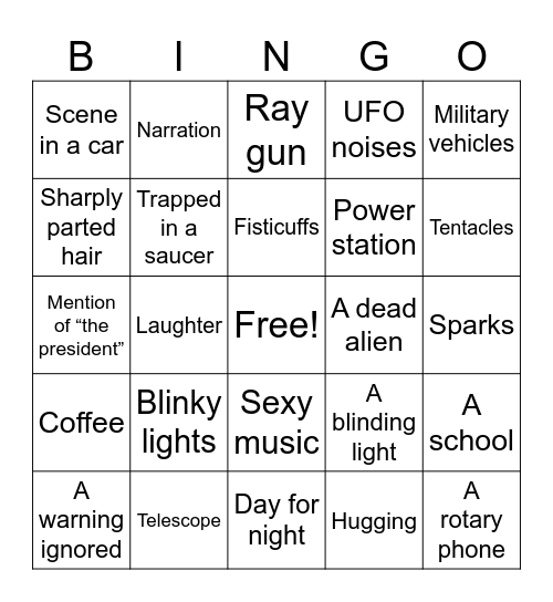 Invaders From Mars Bingo Card