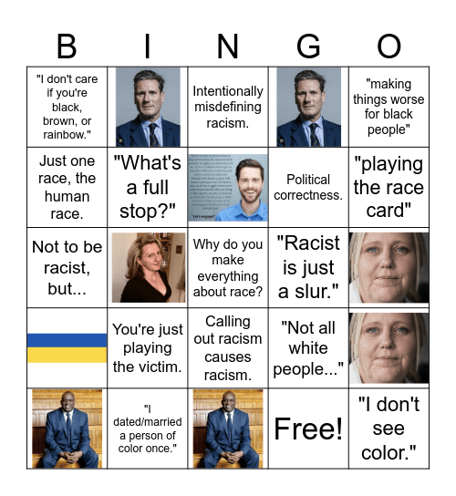 Faux Anti Racist Bingo Card