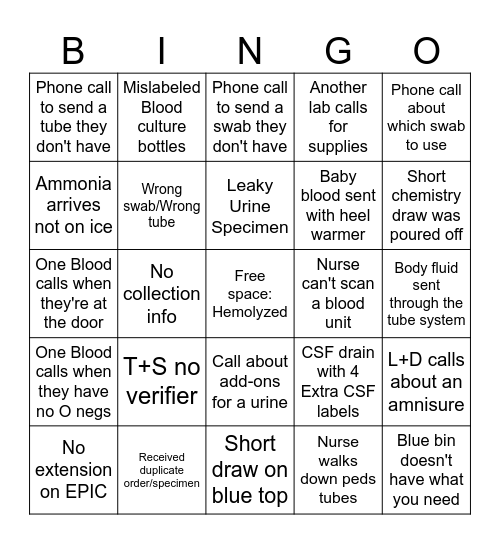 Lab Bingo Card