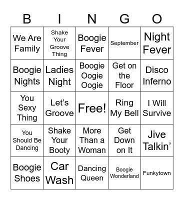 Disco Bingo Card