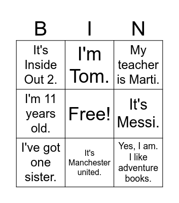 UNIT 1 - REVISION Bingo Card