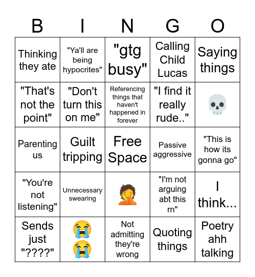 Evy Bingo Card