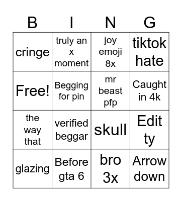 Yt shorts Bingo Card