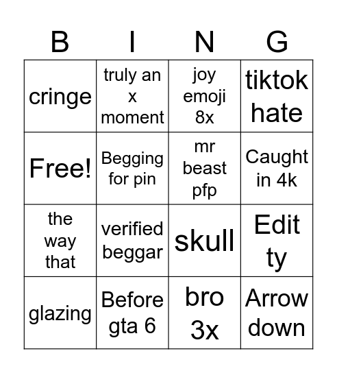 Yt shorts Bingo Card