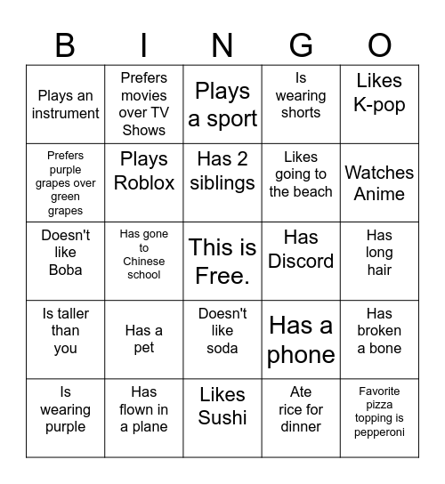 Find someone who... Bingo Card