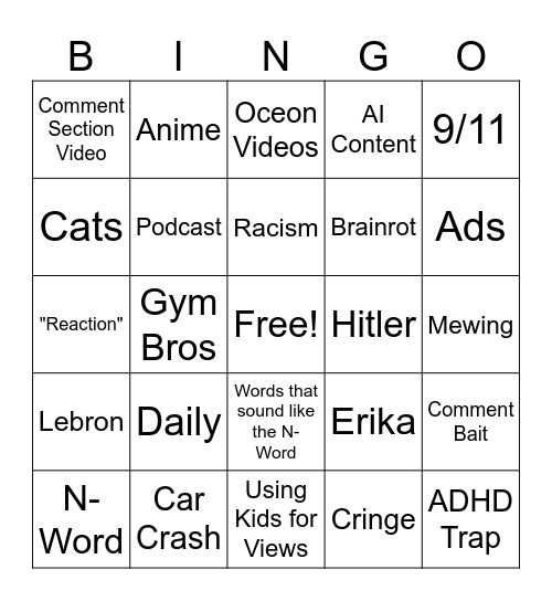 Instagram Reels Bingo Card