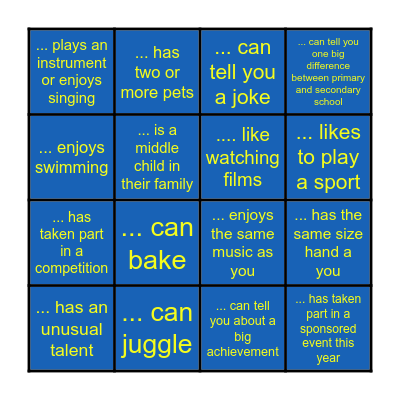 HELLO !! BINGO Card