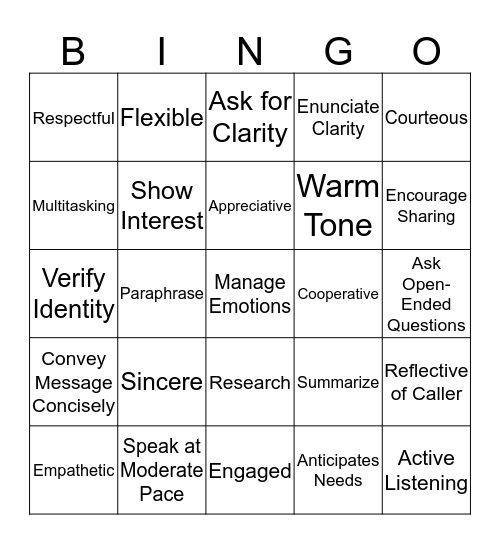 Soft Skills Bingo Card