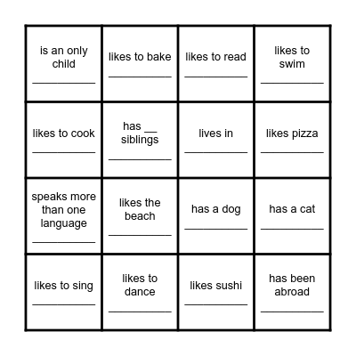 Find someone who... Bingo Card
