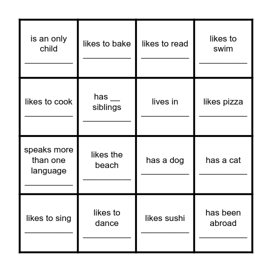 Find someone who... Bingo Card