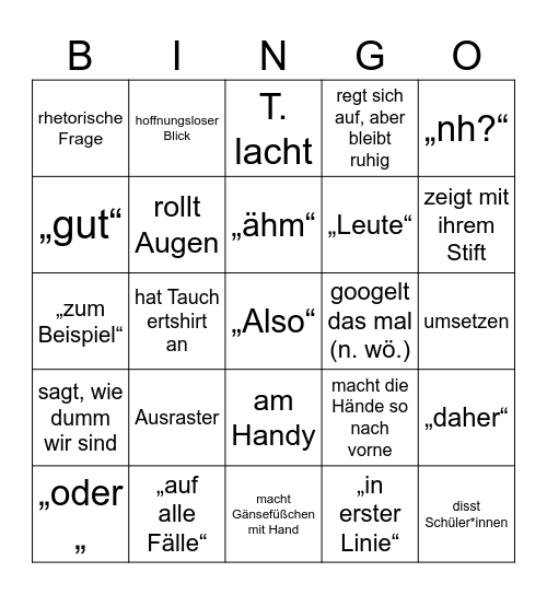 Babenko Deutsch Bingo Card