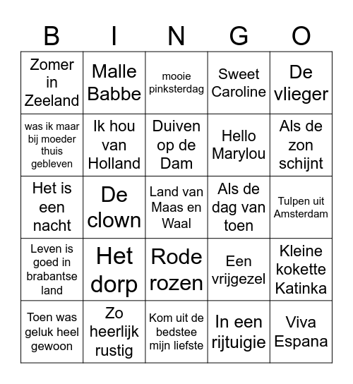 Muziek Bingo met EnterTIJNment Bingo Card