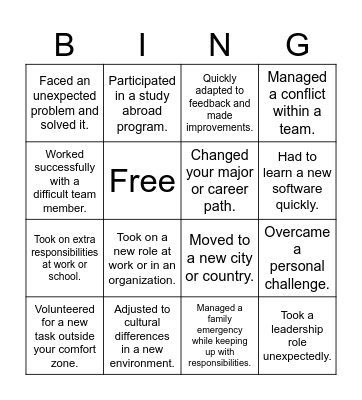 Adaptability Workshop Bingo Card