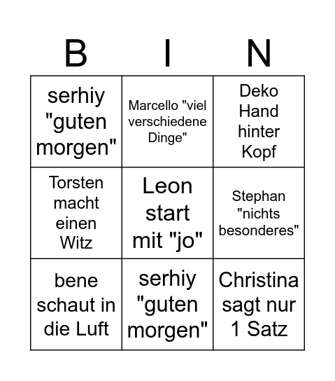 Stand-Up Bingo Card