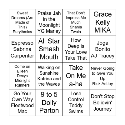 Westival 2024 Bingo Card