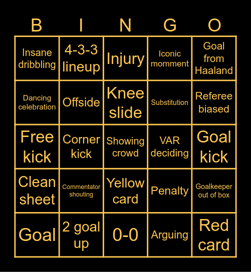 Match BINGO Card