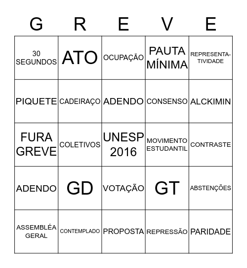 BINGO GREVISTA Bingo Card