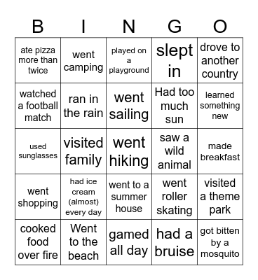 SUMMER. Find someone who... Bingo Card