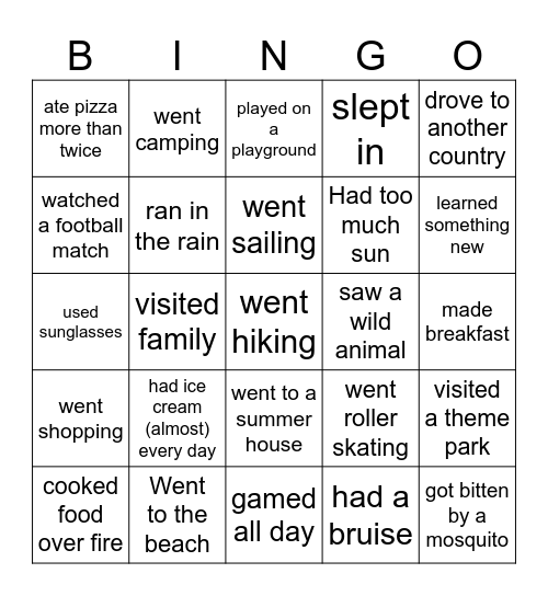 SUMMER. Find someone who... Bingo Card