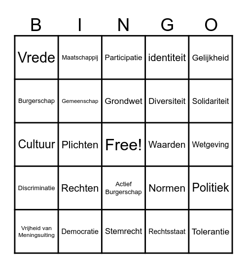 Burgerschap Bingo Card