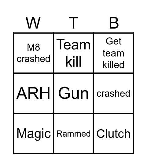 War Thunder BINGO! Bingo Card