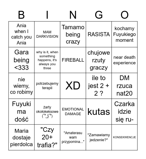 wydział i debile bingo Card