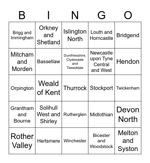 Election Bingo Card