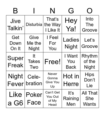 In The Club Bingo Card