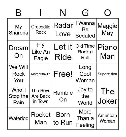 The 70’s Bingo Card