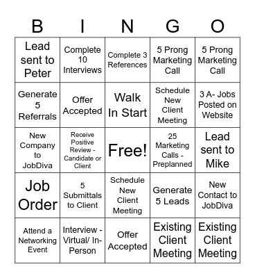 TalentBridge Bingo Card